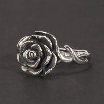 Vintage Thai Silver Cubic Rose Rings 100% Genuine 925 Sterling Silver Party Flowers Rings For Women Floral Elegant Jewelry