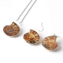 CSJA Natural Unique Ammonite Jewelry Set Necklaces Pendants Conch Shell Snail Spiral Dangle Earrings Pendants Sets E392