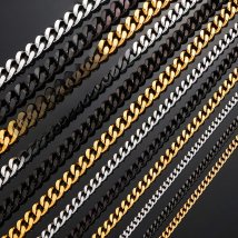 3.5mm/5mm/7mm/9mm Thickness Stainless Steel Cuban Curb Link Chain Necklace for Men Boys Silver Gold Black Color 14 to 30 Inches