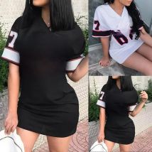Women Sexy V Neck Queen Printed Hip Dress Casual Fashion Durable for Girl Soft 2023 New Summer Letters Short Sleeve Vestidos