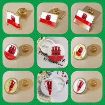 Gibraltar GIbraltarian Map Flag National Emblem Brooches Badges Lapel Pins