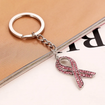New Arrival Breast Cancer Awareness Jewelry Heart Love Pink Ribbon Charms Key Chain Breast Cancer Gifts