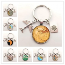 vintage World Travel City Map Keychaines New York Florence Finland Los Angeles Africa UK hometown map badge Keychain