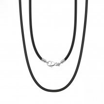 Rinntin Genuine Italian 2mm Black Leather Cord Chain Necklace for Women Men with 925 Sterling Silver Clasp Fashion Jewelry SC62