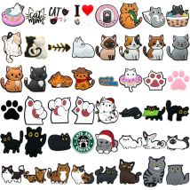 1/50/100pcs Cat Shoe Charms Sphinx Orange Cat Pins for Shoe Accessories Cute Decorations for Kids Women Clog Buckle Ornament