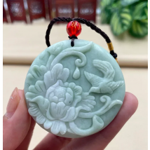Lantian Jade Flowers Bloom and Wealth Pendant Necklace Accessories Jewelry Amulets Green Gifts Women Natural Carved Real Charms