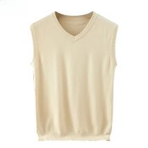 Classic style Men's knitting Cashmere Wool blend Vest V-collar Loose Solid Color High-quality Soft Keep Warm Sleeveless Sweater