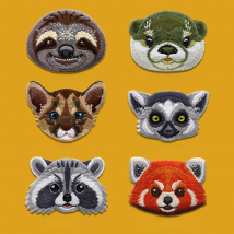 1PC Rainforest Embroidery Animal Iron On Patches Ougar Raccoon Honey Glider Cartoon Small Glue Patch for Kids Clothes Decoration