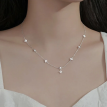 S925 Lucky Clover Necklace Four Leaf Certified Choker Pendant Solid Sterling Silver Women's Charm Fine Jewelry Wedding Gift
