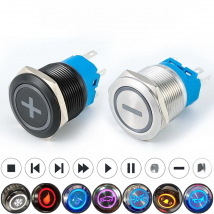 16/19/22MM Laser Customize Metal Luminous Design Push Button Switch Waterproof Latching Momentary 6V 12V 220V Word Switch Blue