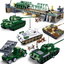 Military ww2 Cannon Assault Armored Vehicle Battle Tank Car Truck Army Weapon Building Blocks Sets  Model King Kids Toys Gift