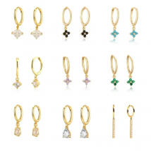 A Pair Silver Gold Color Black Purple Four Leaf Clover Drop Earring Women Fashion Piercing Rock Punk Jewelry Ohrringe Pendiente