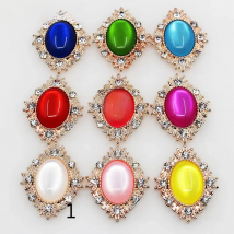 NEW 10Pcs 25x32mm Flatback Embellishments Trim Rhinestone Button Alloy Crystal Applique cobble DIY Metal Weddings Accessories
