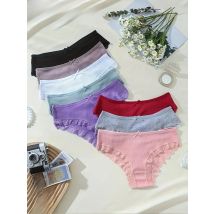 4PCS Women's Cotton Briefs Sexy Female Underpants Elasticity Comfortable Underwear Panties Lingerie S-XL  Solid Color Intimate
