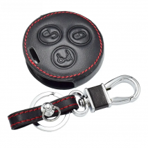 Leather Car Key Cover 3 Button Keychain Remote Control Fob Case For Mercedes Benz SMART Fortwo W450 Roadster W452 2004 2005 2006