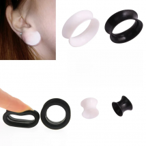2 Pcs Silicone Comfortable Thin Double Flared Ear Plugs Flesh Tunnel Ear Gauge Expander Stretcher Earlets Earrings Ear Piercing