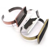 1pcs 25x50mm Blank Copper Square Cuff Bangle Base Tray Cabochon Settings Cameo Base Bezel Diy Bangle Bracelets Jewelry Findings