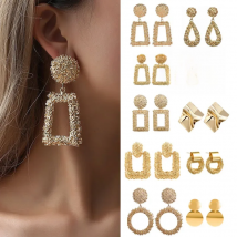 Big Earrings Exaggerated Matte Stud Earrings For Women Metal Earing Gold color Silver Color Black Yellow Red Earings Jewelry