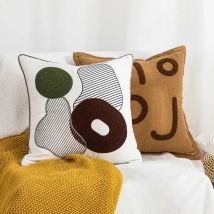 Embroidery Cushion Cover Abstract Geometric Tige Brown Pillow Cover 45x45cm Home decoration Living Room Bedroom Sofa Bed Chair