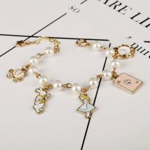MQCHUN Alice In Wonderland Women Charm Crystal Pendants Bracelets Bangle a Bracelet Wristband Pearls Link Chain Bangles -25