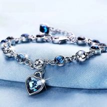 ZDADAN 925 Sterling Silver Charm Sapphire Heart Bracelet Chain For Women Fashion Engagement Party Jewelry Gift