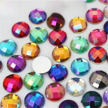 Micui 6/8mm Crystal AB Round Acrylic Nail Rhinestones Flatback Glue On Non Hotfix Stones Appliques For Craft DIY Nail Art MC341