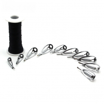 Exceepand 10 PCS Sliver Fishing Rod Tip Guides DIY Fishing Rod Building Top Eye Rings Rod Repair Guide Kit with Thread