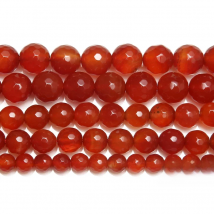 15" Natural Stone Faceted Red Carnelian Agate Round Loose Beads 6 8 10 12MM Pick Size For Jewelry
