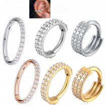 G23 Titanium Piercing Hinged Segment Septum Hoops CZ Nose Rings Clicker Ear Cartilage Tragus Helix Earrings conch Body Jewelry