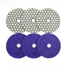 SHDIATOOL 6pcs/set Diamond Polishing Pads Resin Bond Flexible Dia 4"/100mm Grit #30 Dry Sanding Disc For Granite Marble Ceramic