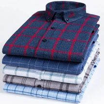 Men Luxury Large Size Plaid Long Sleeve  100% Cotton Checked Elegant Shirts Man Casual Clothes Plus Oversize Blouse