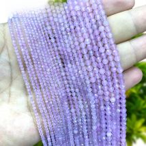 2 3 4MM Natural Stone Faceted Lavender Jades Chalcedony Loose Round Spacer Beads for Jewelry Making DIY Bracelet Accessories