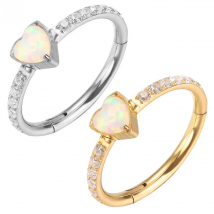1PC  G23 Titanium Nose Hoop Nostril Ring Flower Helix Cartilage Tragus Earring Heart Opal Cartilage Huggie Hoop Earring Jewelry