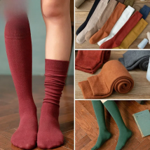Long Socks Women Stockings Organic Cotton Solid Warm Thigh High Ladies Girls Street Fashion Young Casual Knee Socks Harajuku