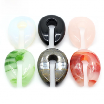 Alisouy 1pc Key Round hole Red Green Pink Black Opal Stone Ear Weight Hanger Ear Expander Plug Piercing Earrings Body Jewelry