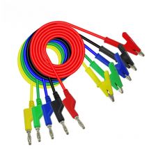 Cleqee P1037 5PCS 4mm Banana Plug to Alligator Clip Crocodile Test Lead Kit Multimeter Cable 1M Wire 1000V/15A
