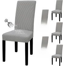 Waterproof Adjustable Chair Covers Set Dining Room Stretch Jacquard Spandex Seat Slipcover Removable High Back Chairs Cover