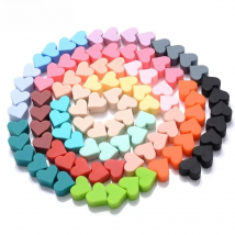 14mm 10Pcs Heart Shape Silicone Beads Baby Nursing Chewable Teething Beads Pacifier Teether DIY Necklace Accessories BPA Free