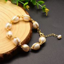 GLSEEVO Natural Fresh Water Pearl charm Bangles For Women Adjustable Bracelets Pulseras Handmade Fine Luxury Jewellery GB0104