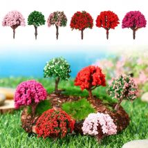 5Pcs Mini Artificial Pink Tree Willow Miniature Flower Tree Fairy Garden Micro Landscaping Decor Craft DIY Accessory Home Decor