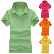 100% Cotton 2022 Summer New Womens Short Sleeve Polos Shirts Casual Solid Color Polos Femmes Fashion Lady Lapel Slim Tops