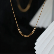 Cute 20 Round Beads Snake Bone Chain Chain Necklace Stainless Steel Plated 18K Gold Elegant Fashion Trendy Collar Jewelry
