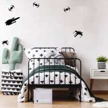 Cartoon 21Pcs Movie War Space Ship Wall Sticker Baby Nursery Kids Room Star Spaceship  Millennium Wall Decal Playroom Deco