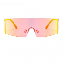 OEC CPO Fashion Rimless Sunglasses Women Men Big Flat Top Glasses Oversized Sunglasses Female Mirror Goggle UV400 O596