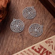 5pcs/lot Wheel of Hecate Charm Wheel of Hecate Hekate's Magic Strophalos Stainless Steel Pendant 28x25mm