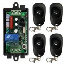 AC 220 V 1CH 1 CH Wireless RF Remote Control Light Switch 10A Relay Output Radio Receiver Module+one-button black Transmitter