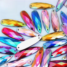 Micui 200pcs  8*28mm AB Crystal Drop Acrylic Rhinestone Applique Sewing Stones Flatback Strass for DIY Wedding Dress ZZ436