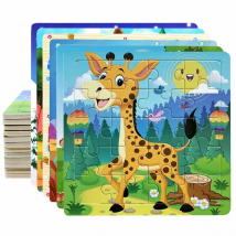 20piece Wooden Puzzle Cartoon Animals Car Letter Number Pattern Jigsaw Puzzles Game Kids Educational Learning Toys for Children
