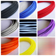 3MM 4MM 6MM 8MM 10MM 12MM 16MM Flat PET Sleeves Braided Expandable Cable Wire Snakeskin Sleeving Black Red Blue Green Yellow