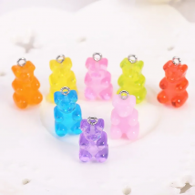 32Pcs 16*10 MM Bear Charms Resin Cabochons Glitter Gummy Candy  Necklace  Keychain Pendant  DIY Making Accessories